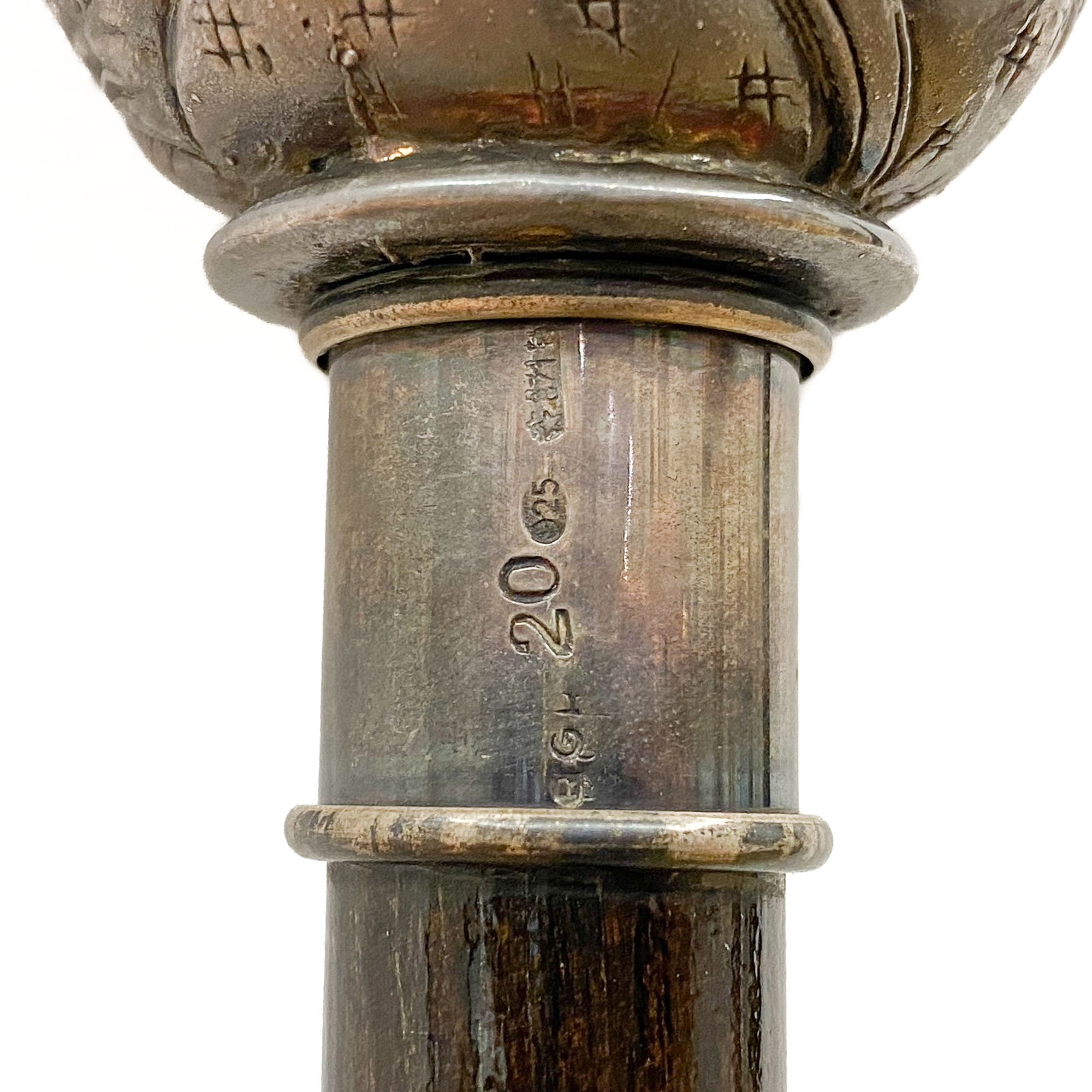 Wooden walking stick with silver knob - Italy 1950s