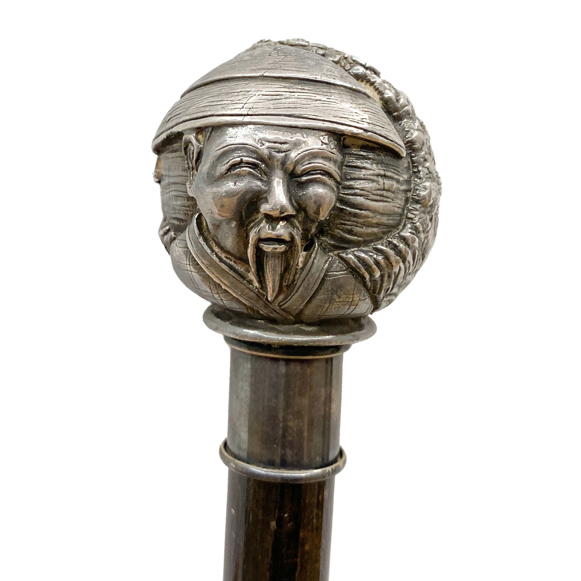 Wooden walking stick with silver knob - Italy 1950s