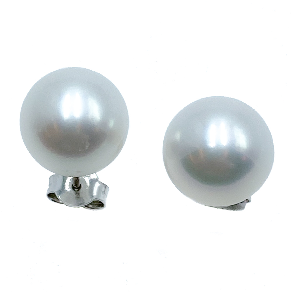 Orecchini Donna In Oro Bianco Con Perle Coltivate Japponesi Bianche MM. 8-8,5. Pezzo Unico