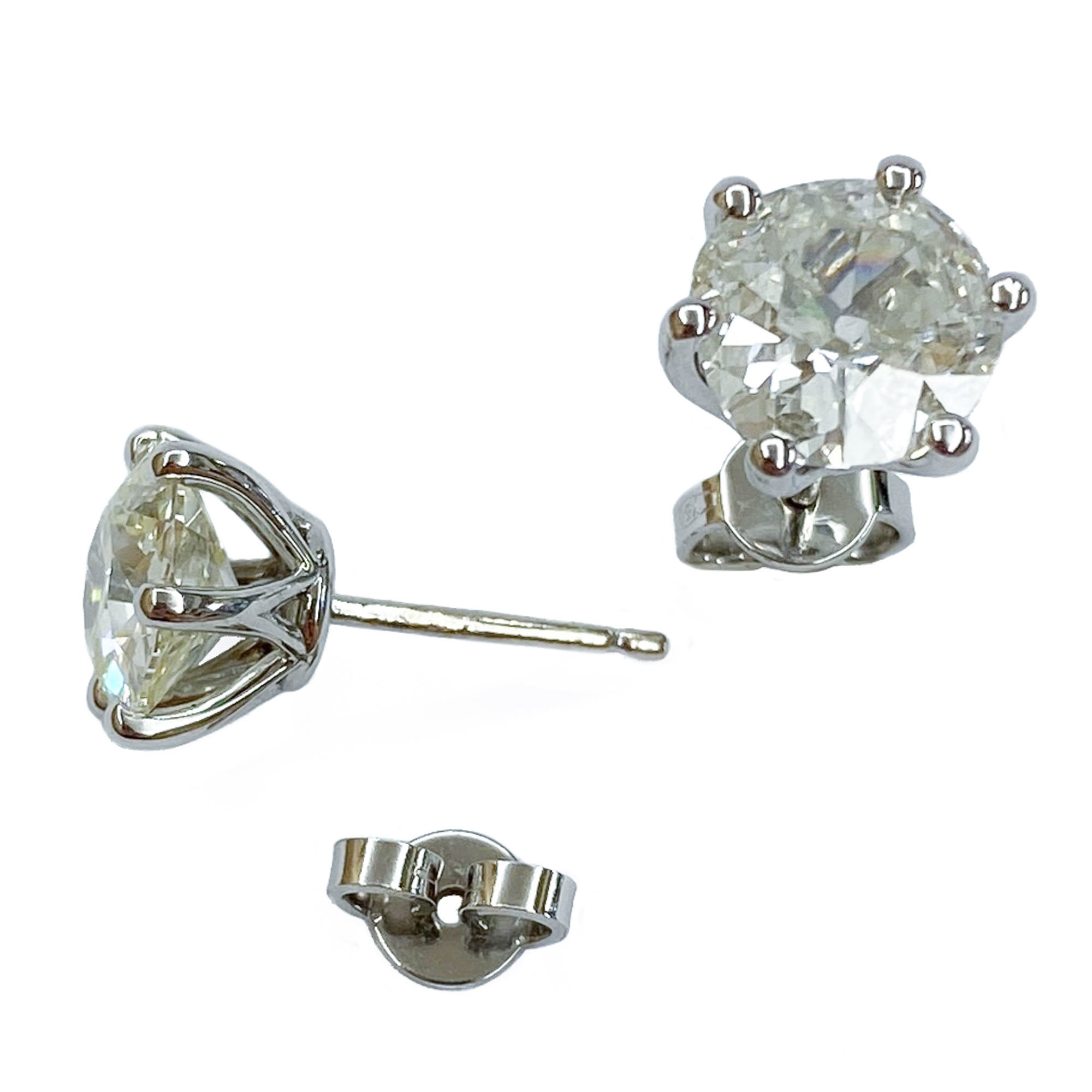 18 karat white gold stud earrings with diamonds - Italy 1950s