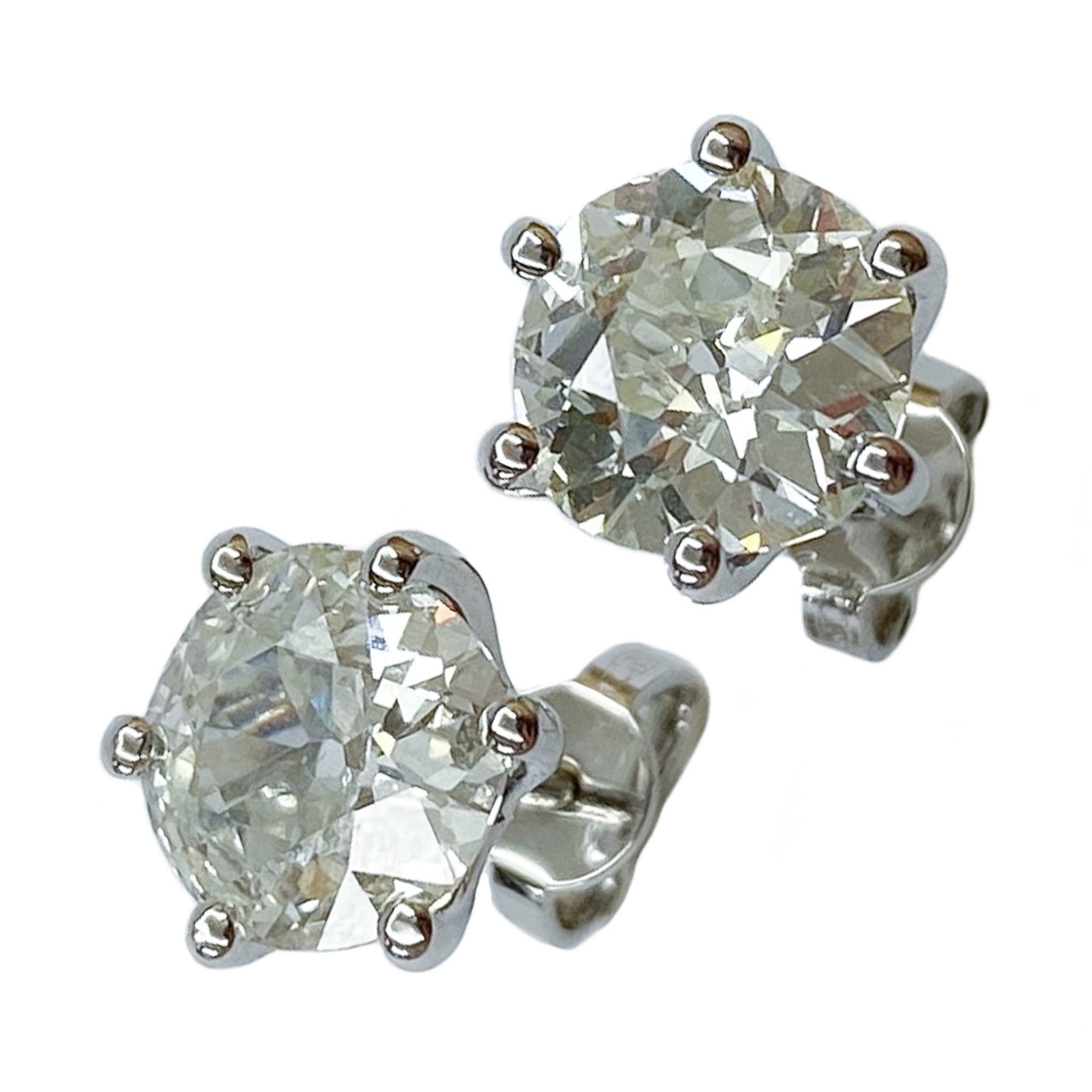18 karat white gold stud earrings with diamonds - Italy 1950s