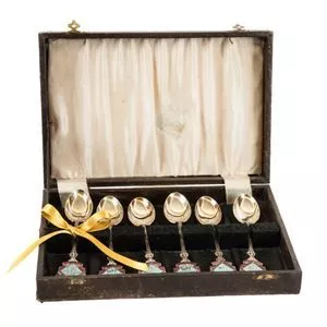 Set di cucchiaini in argento - Lodge of Hospitality - Inghilterra anni '30