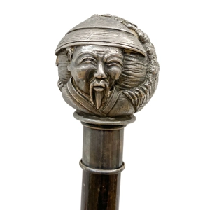 Wooden walking stick with silver knob - Italy 1950s