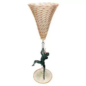 Coppa in vetro di Murano con scultura - Lucio Bubacco anni '90