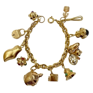 18 karat yellow gold bracelet with charms - Italy 1960s