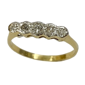 18 karat yellow gold veretta ring with diamonds - 1920s