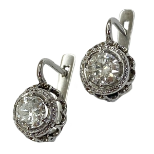 18 karat white gold earrings with diamonds - Italy 1950s