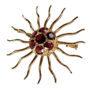 18 karat rose gold brooch with garnets - Italy 1970s