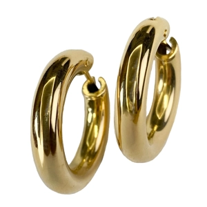 18 karat yellow gold hoop earrings - Italy 1980s