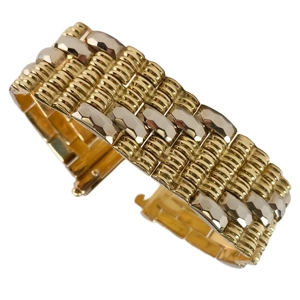 Bracciale a fascia in oro giallo e bianco 18 karati - Italia anni '40