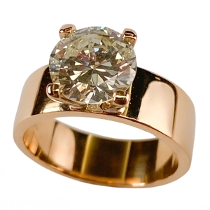 Solitaire ring in 18 karat yellow gold with diamond - Italy 1980s