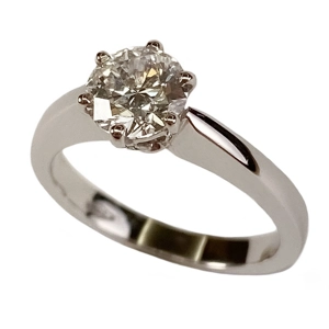 Solitaire ring in 18 karat white gold with diamond - Italy