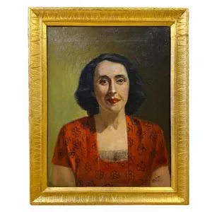 Olio su tela con ritratto femminile - Italia anni '50