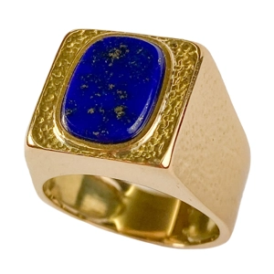 Anello in oro giallo 18 karati con lapislazzuli - Italia anni '60