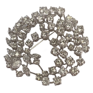 18 karat white gold brooch with diamonds - Italy 1950s