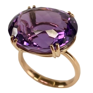 18 karat rose gold cocktail ring with amethyst - Italy