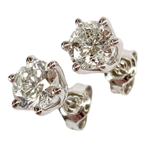 18 karat white gold stud earrings with diamonds - Italy